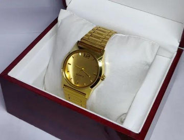 Mens Golden Color Stainless Steel Analog Watch Roposo Clout